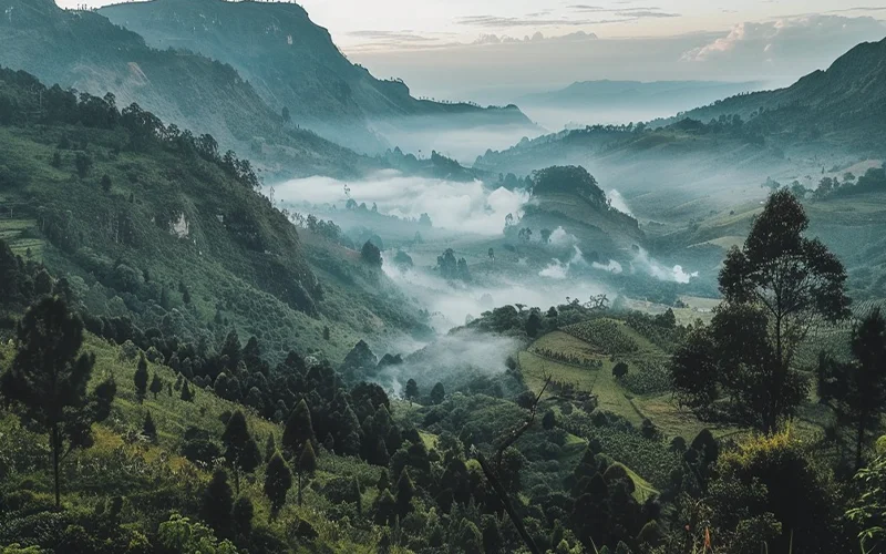 Rolling green hills and remote countryside drive